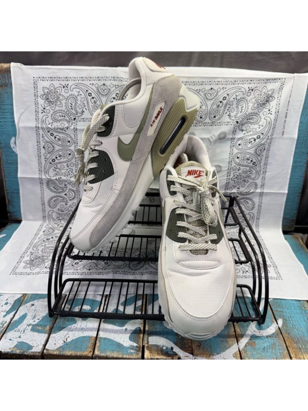 Nike Air Max 90 Phantom Neutral Olive Mens Size 11 Running Shoes Sneakers EUC